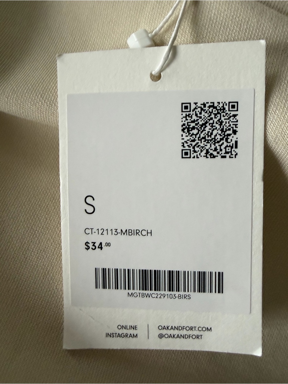OAK + FORT Soft Cream Crewneck Tee - Picture 4 of 5